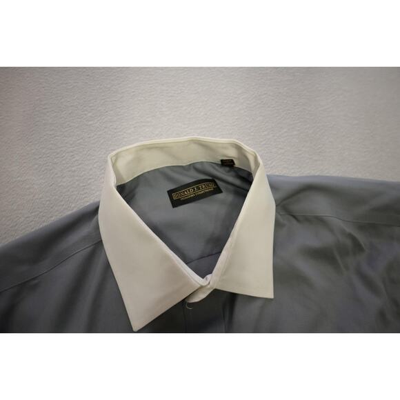 Donald Trump Dress Shirt Regular Fit Gray French Cuff Mens Size 18 36/37 2XL - Picture 11 of 13
